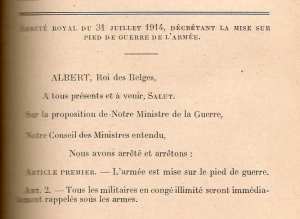 Decreto de movilización firmado por Alberto I.
